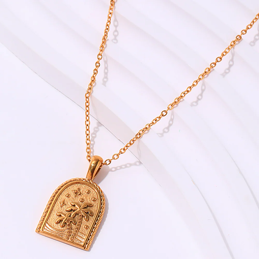 Gold Palm Tree Pendant Necklace - Image 3